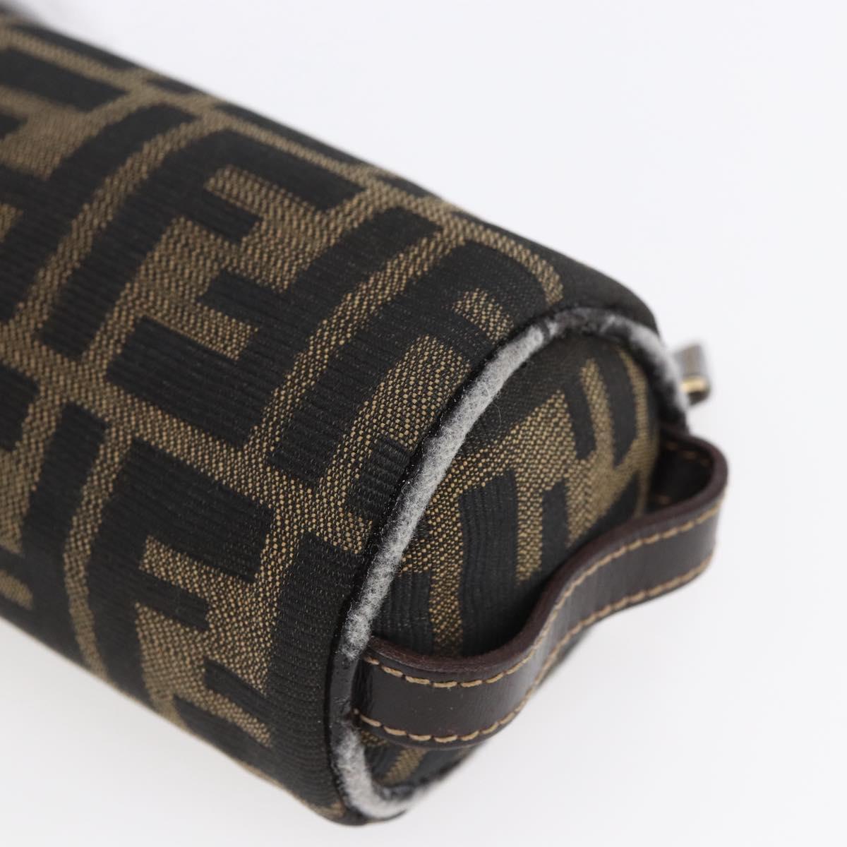 FENDI Zucca Canvas Pouch Black Brown Auth 152613