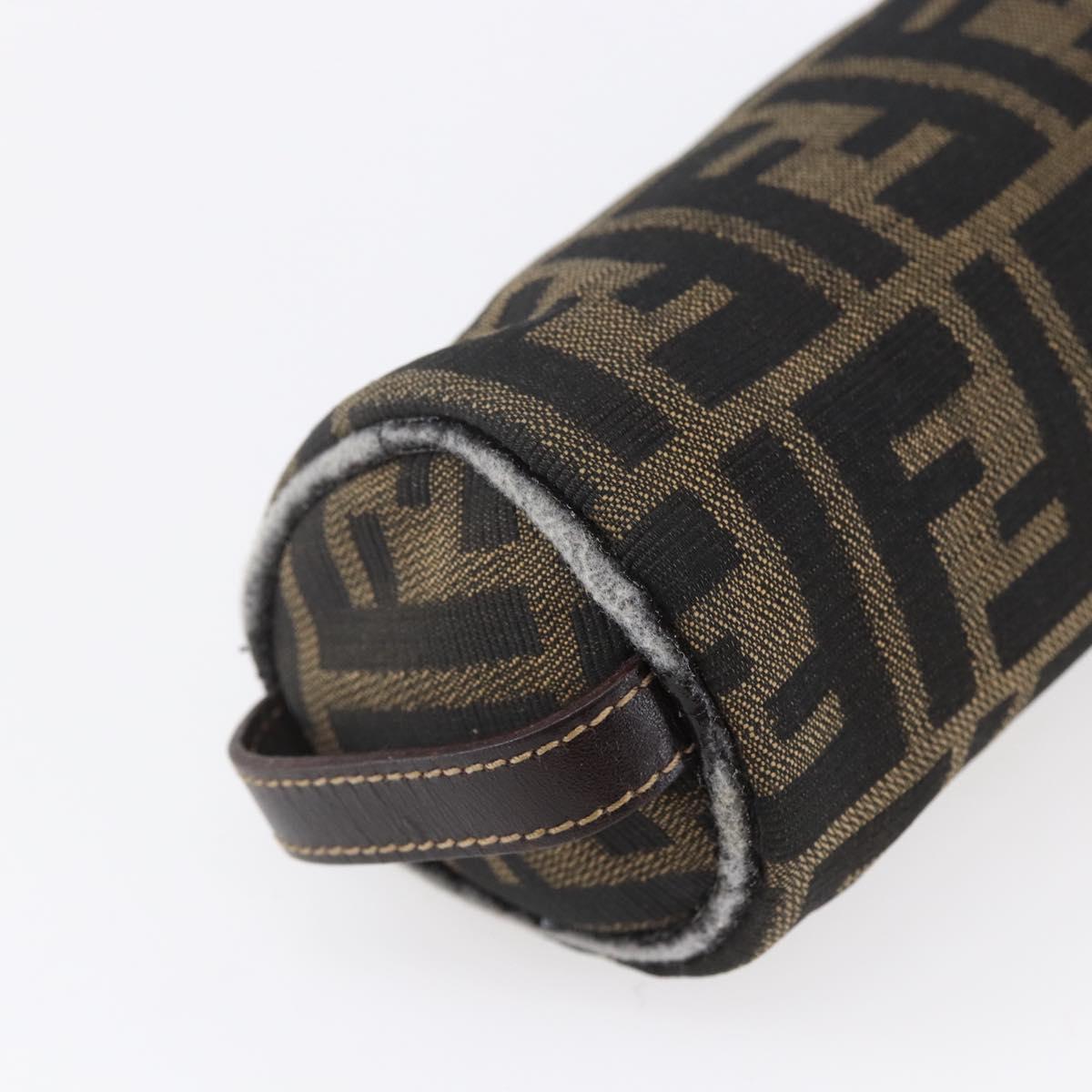 FENDI Zucca Canvas Pouch Black Brown Auth 152613