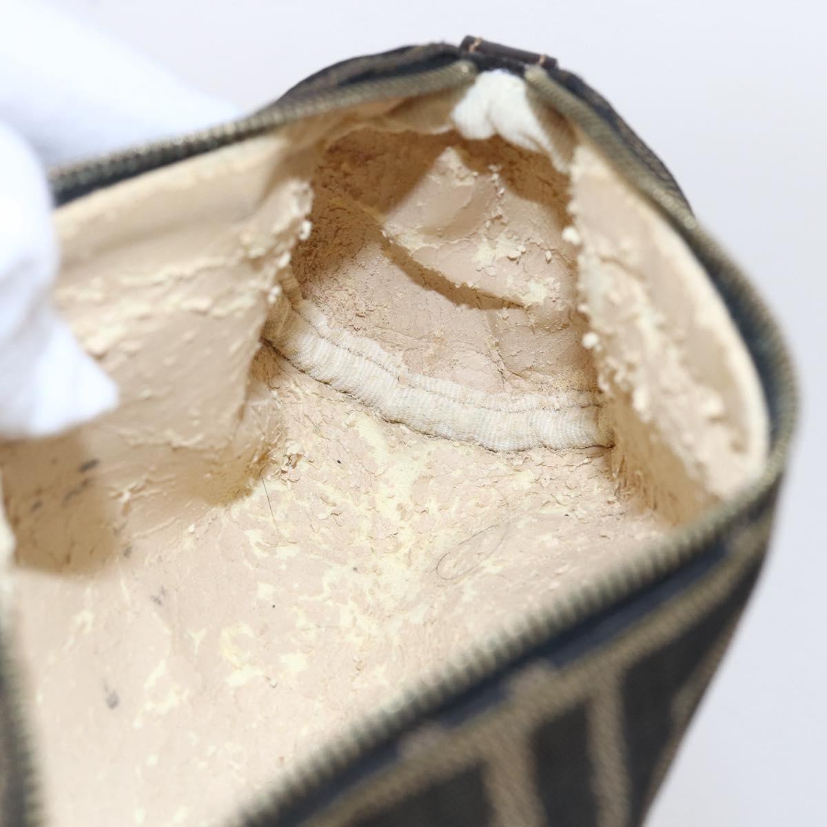 FENDI Zucca Canvas Pouch Black Brown Auth 152613