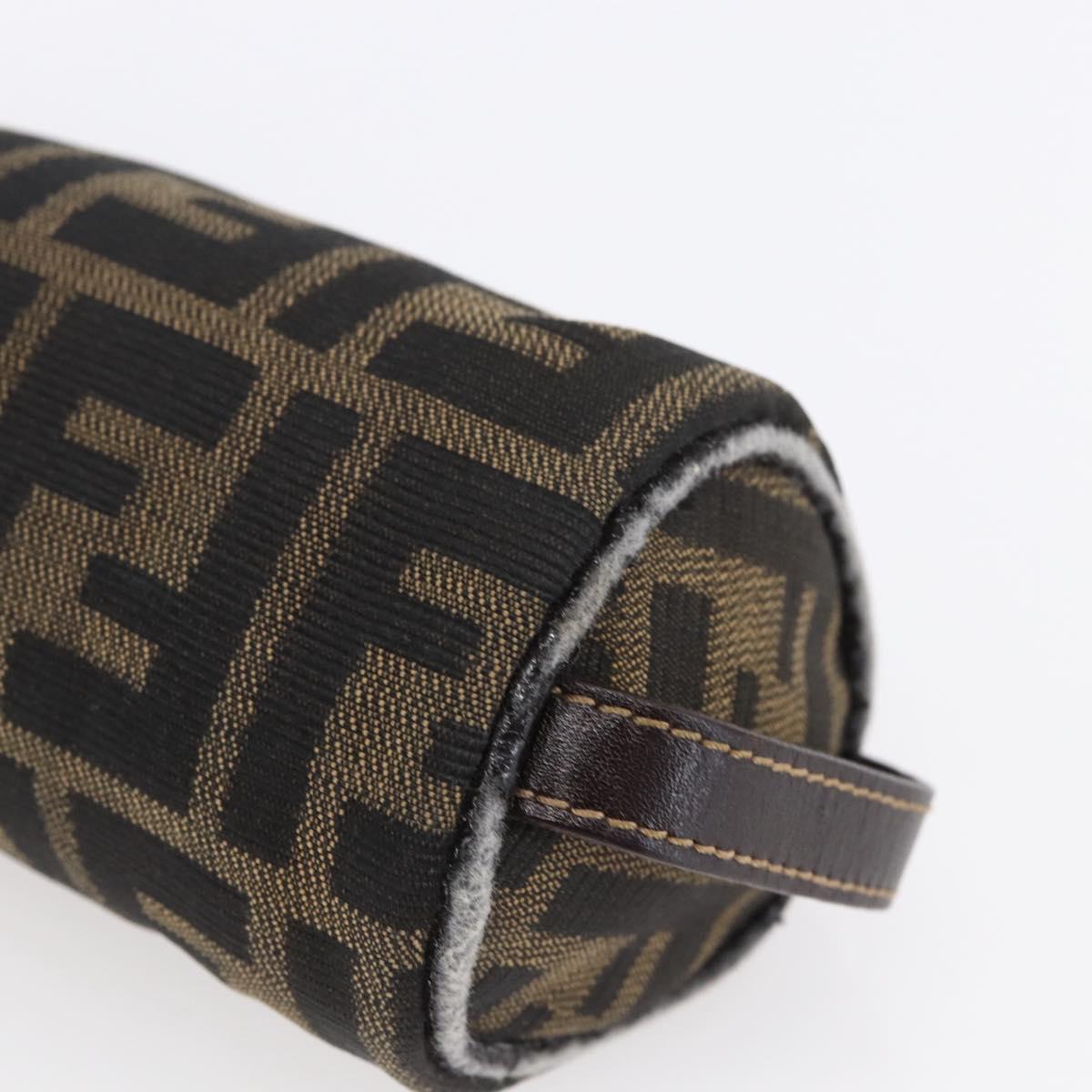 FENDI Zucca Canvas Pouch Black Brown Auth 152613