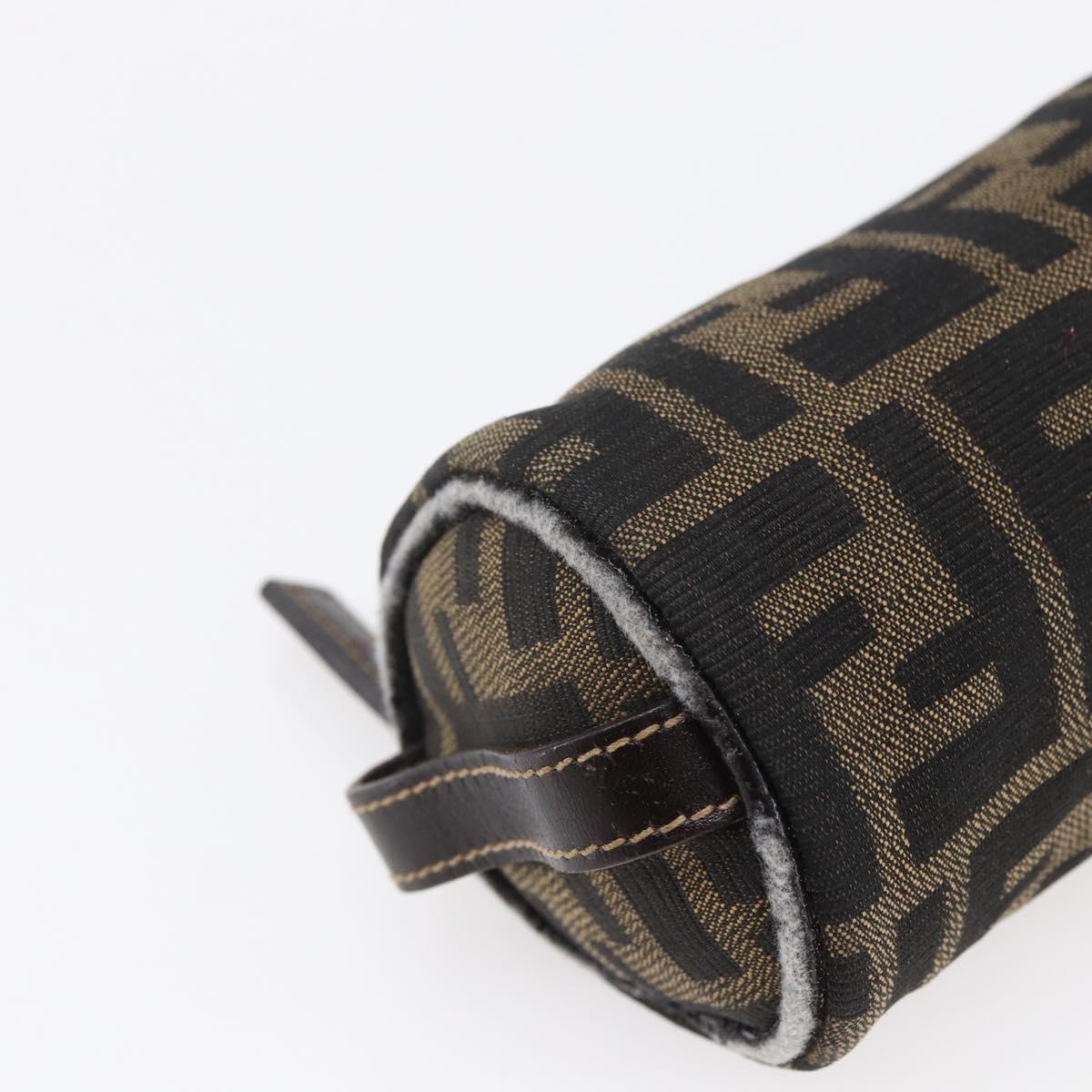 FENDI Zucca Canvas Pouch Black Brown Auth 152613