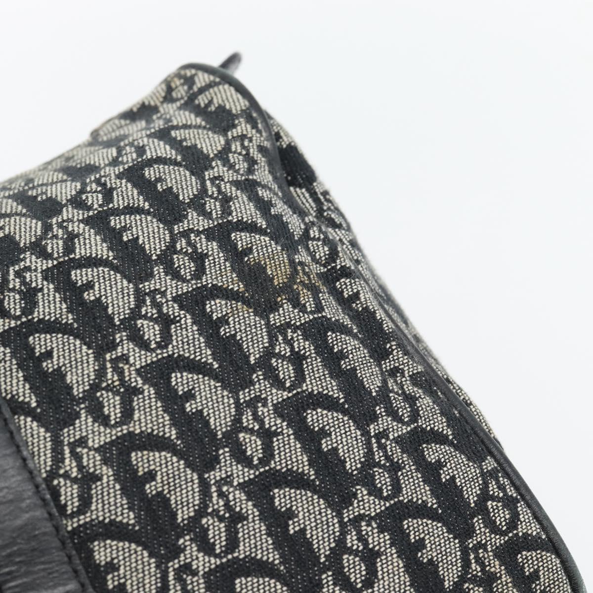 Christian Dior Trotter Canvas Mini Boston Bag Black Silver Auth 152631