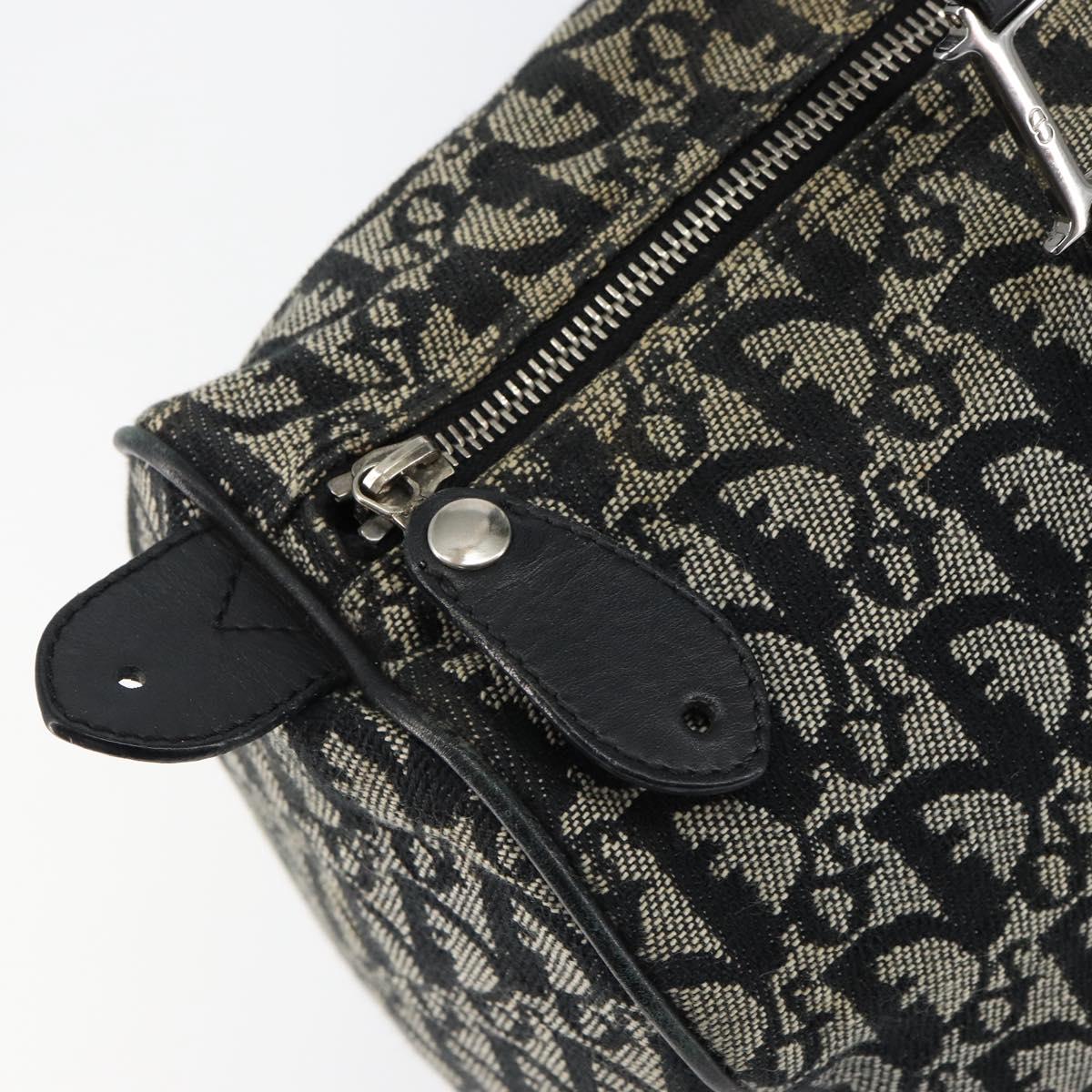 Christian Dior Trotter Canvas Mini Boston Bag Black Silver Auth 152631