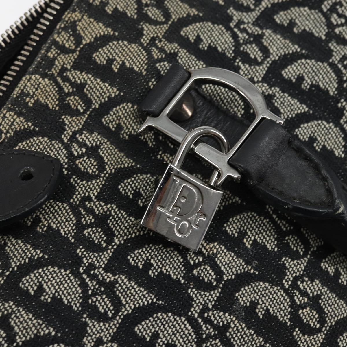 Christian Dior Trotter Canvas Mini Boston Bag Black Silver Auth 152631