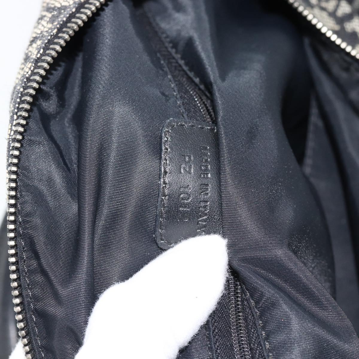 Christian Dior Trotter Canvas Mini Boston Bag Black Silver Auth 152631
