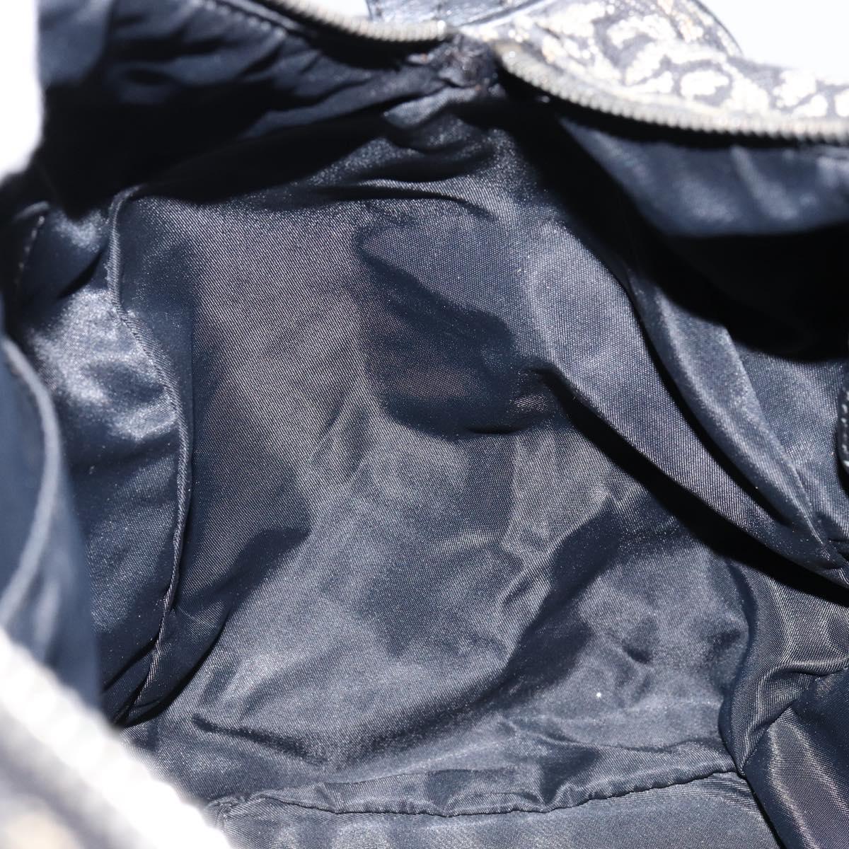 Christian Dior Trotter Canvas Mini Boston Bag Black Silver Auth 152631