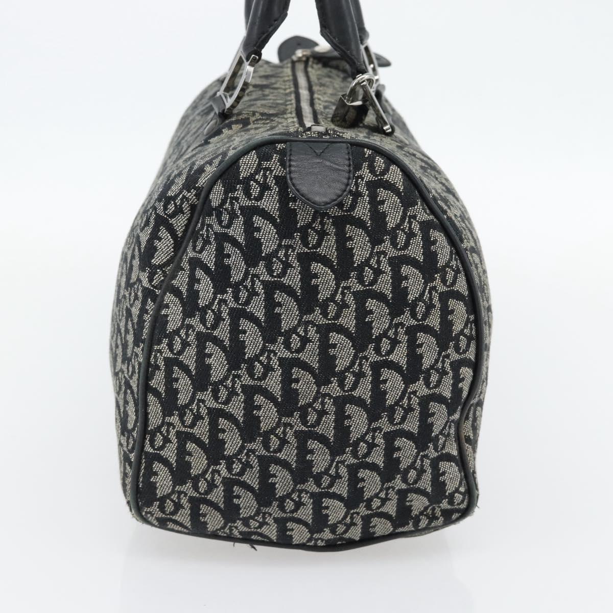 Christian Dior Trotter Canvas Mini Boston Bag Black Silver Auth 152631