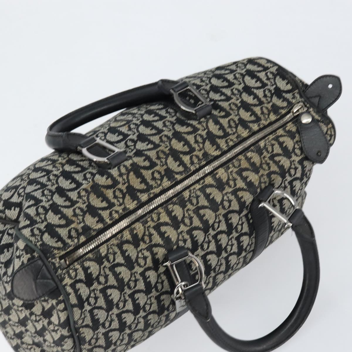 Christian Dior Trotter Canvas Mini Boston Bag Black Silver Auth 152631