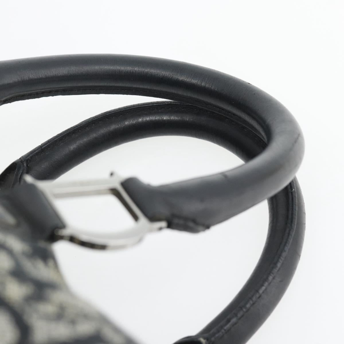 Christian Dior Trotter Canvas Mini Boston Bag Black Silver Auth 152631