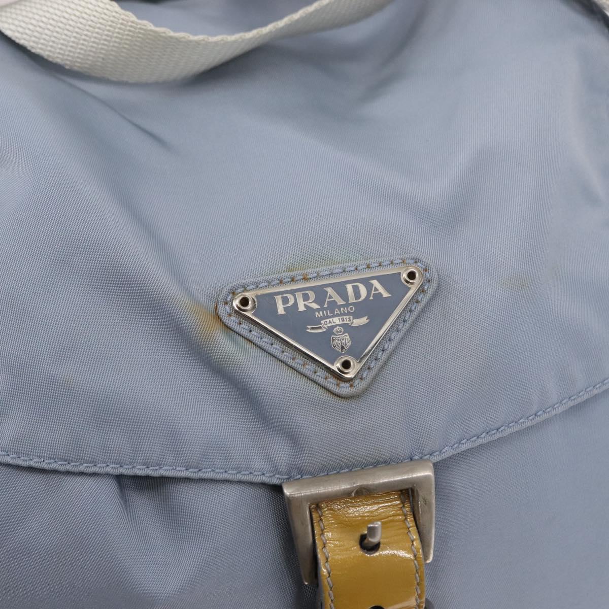 PRADA Backpack Nylon Light Blue Silver Auth 152634