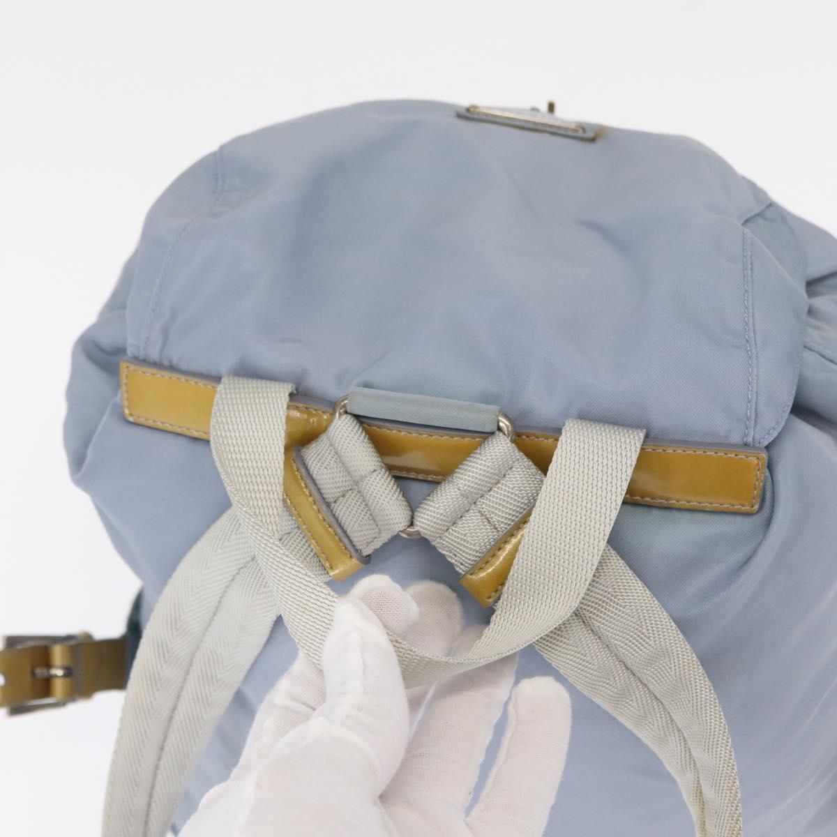 PRADA Backpack Nylon Light Blue Silver Auth 152634