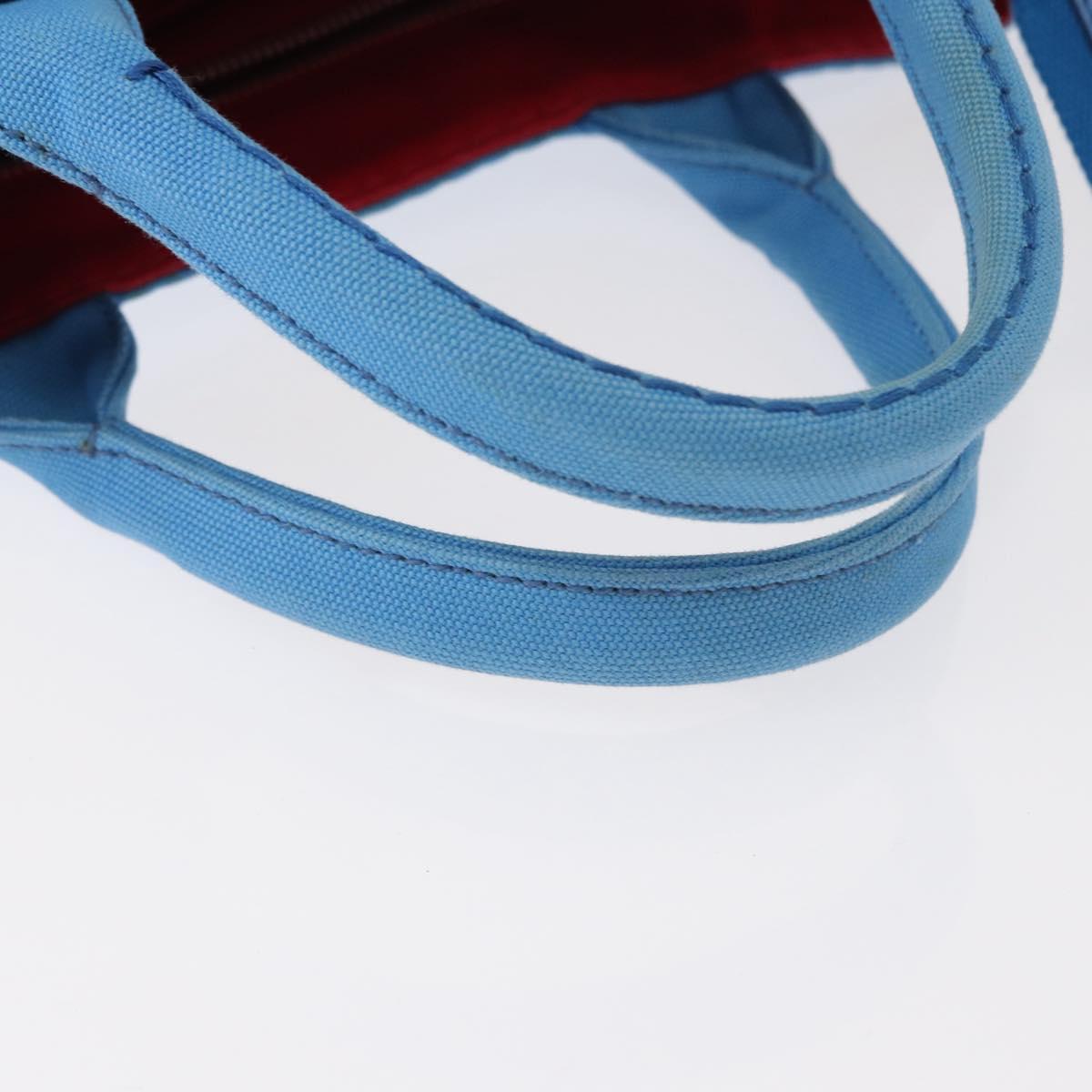 PRADA Canapa PM Hand Bag Canvas 2way Blue Silver Auth 152636