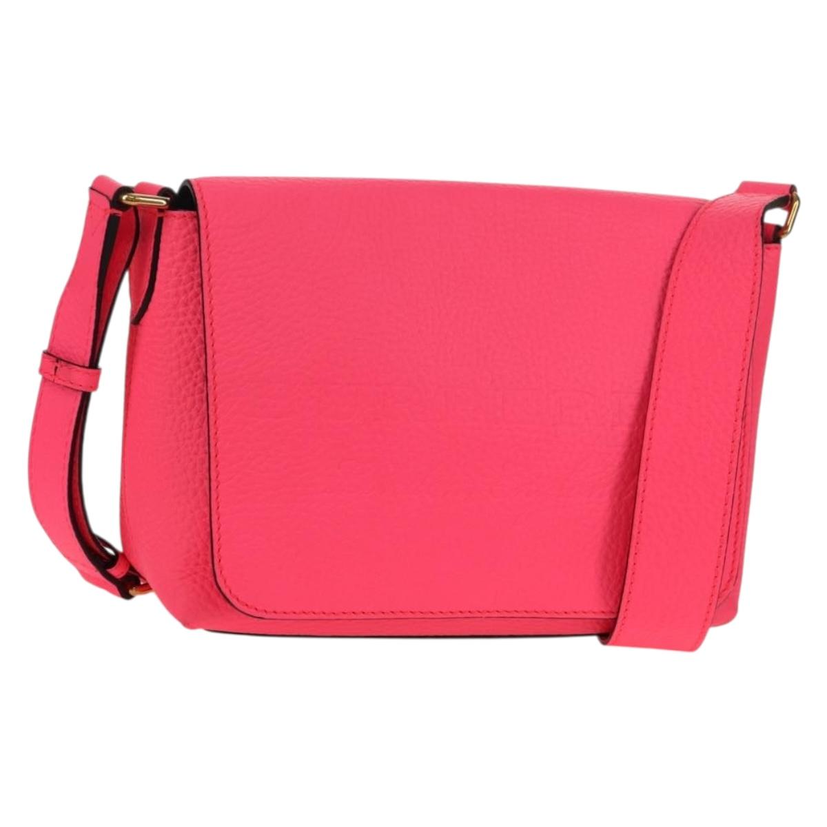 BURBERRY Shoulder Bag Leather Pink Gold Auth 152637A