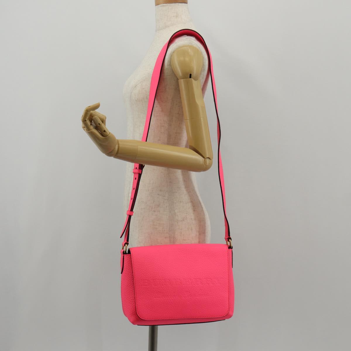 BURBERRY Shoulder Bag Leather Pink Gold Auth 152637V