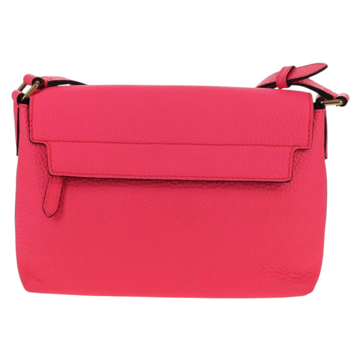 BURBERRY Shoulder Bag Leather Pink Gold Auth 152637A