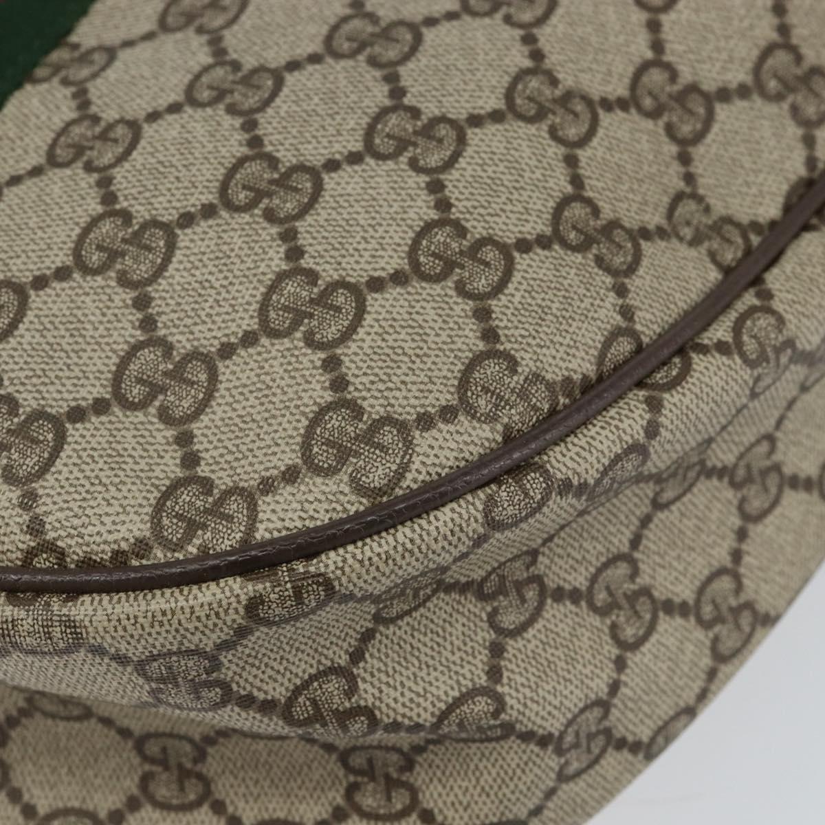 GUCCI GG Supreme Web Sherry Line Bag PVC Beige Gold Red 010 378 Auth 152639