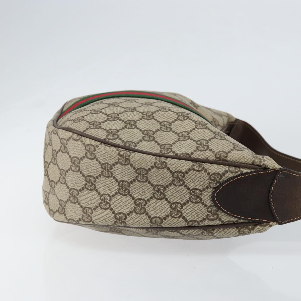 GUCCI GG Supreme Web Sherry Line Bag PVC Beige Gold Red 010 378 Auth 152639