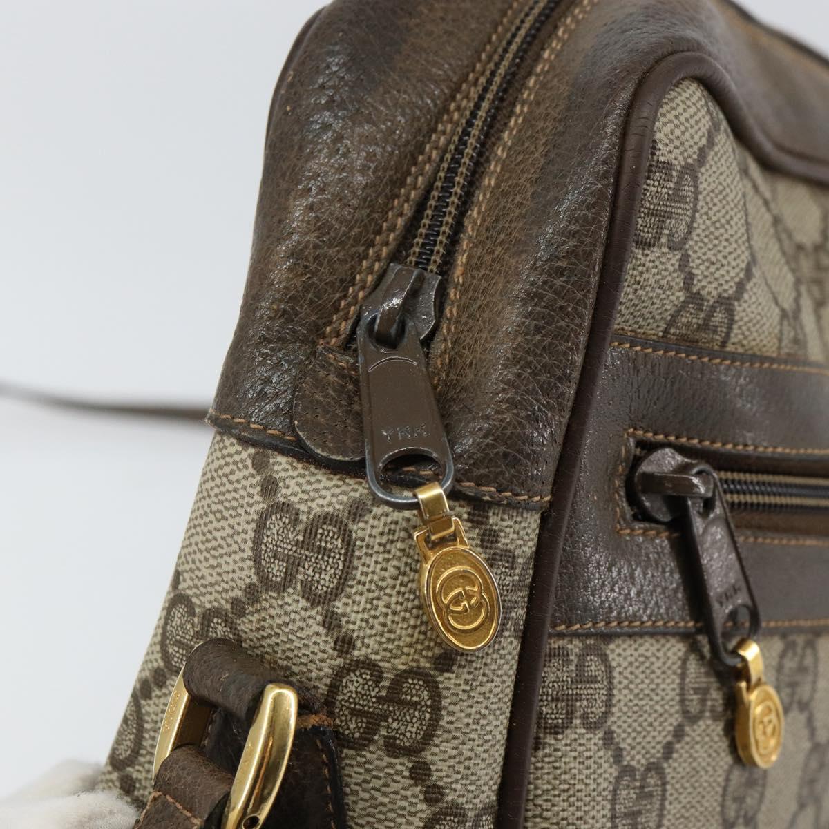 GUCCI GG Supreme Web Sherry Line Bag PVC Beige Gold Red 14 02 005 Auth 152641