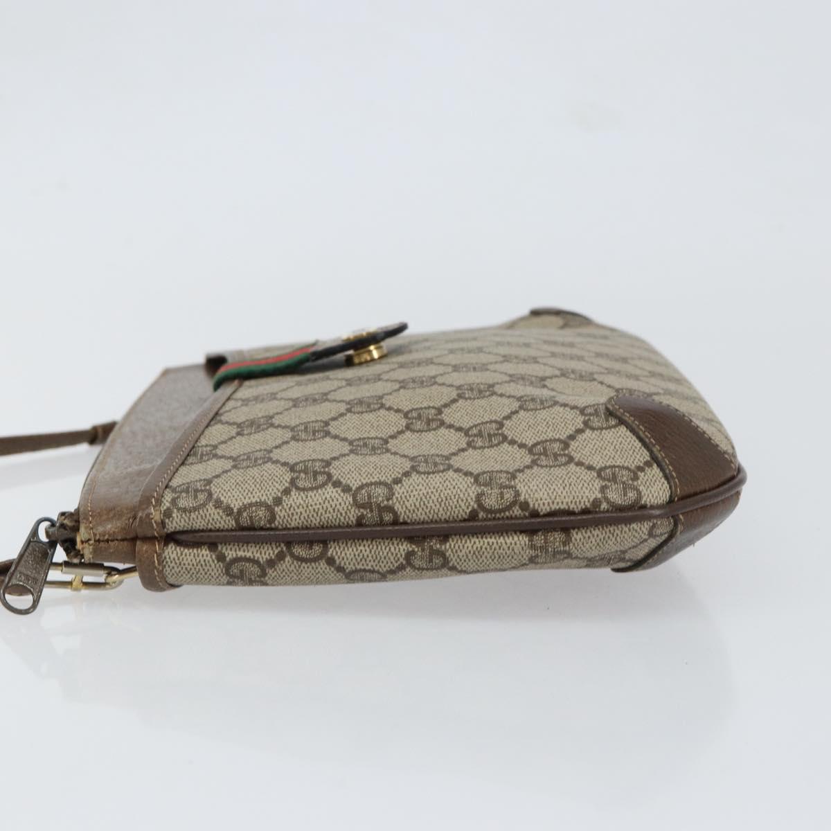 GUCCI GG Supreme Web Sherry Line Bag PVC Beige Gold Red 904 02 026 Auth 152644