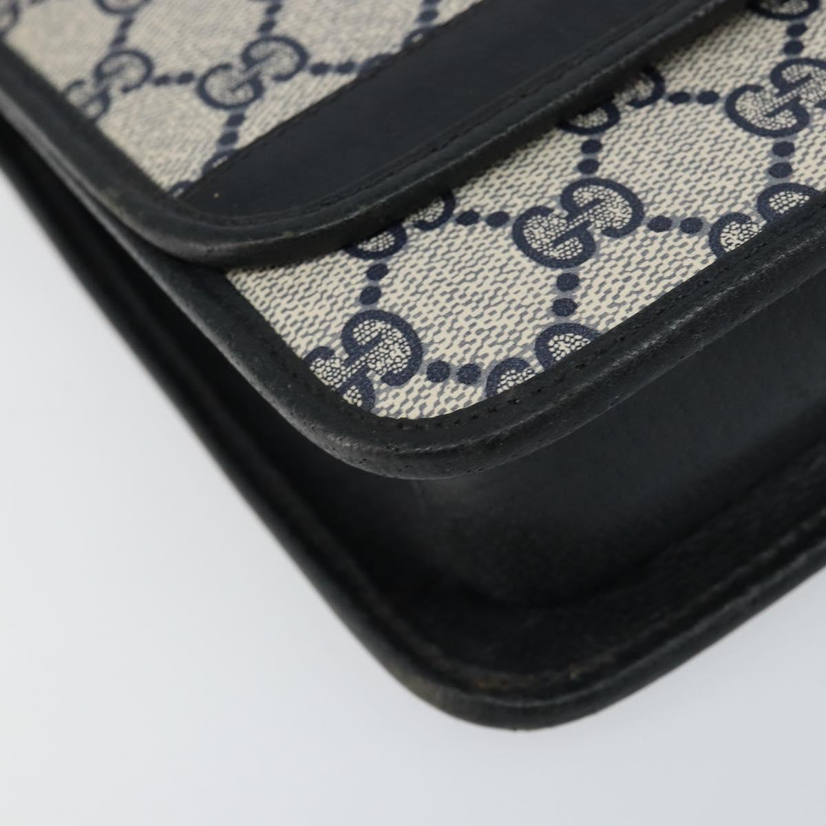 GUCCI GG Supreme Sherry Line Shoulder Bag PVC Navy Gold Red Auth 152645