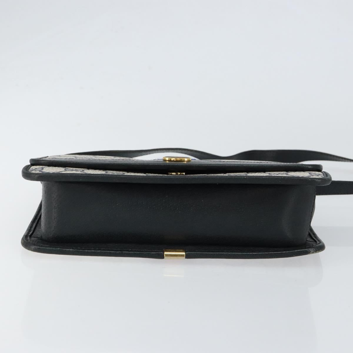 GUCCI GG Supreme Sherry Line Shoulder Bag PVC Navy Gold Red Auth 152645