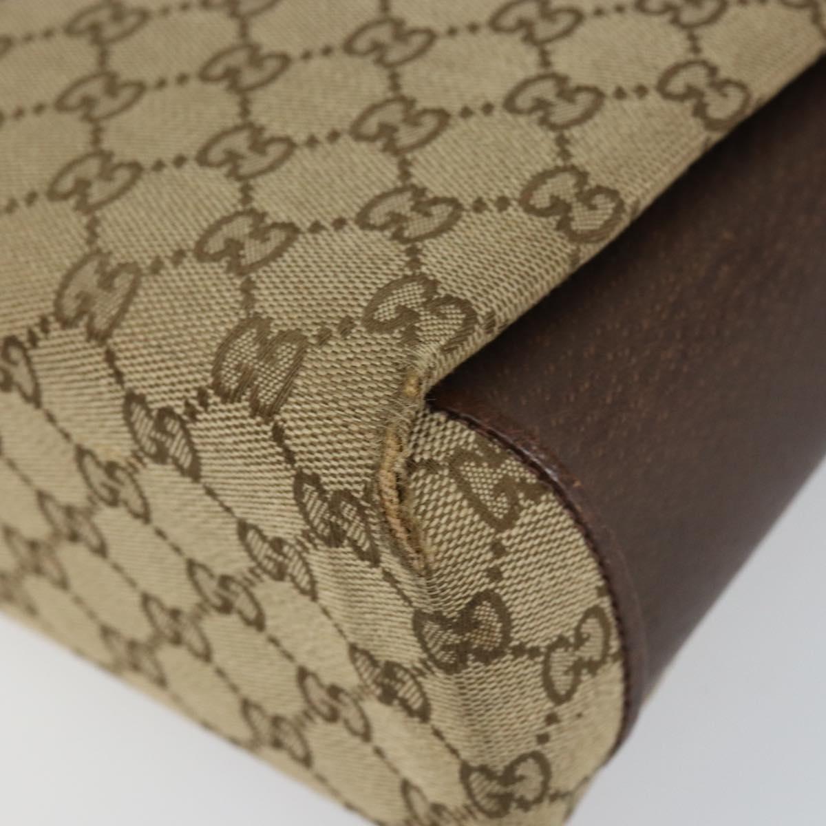 GUCCI GG Canvas Hand Bag Beige Gold Auth 152647