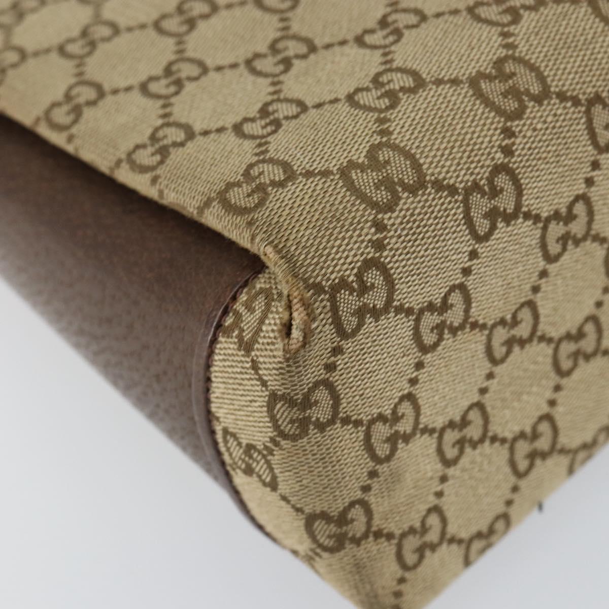 GUCCI GG Canvas Hand Bag Beige Gold Auth 152647