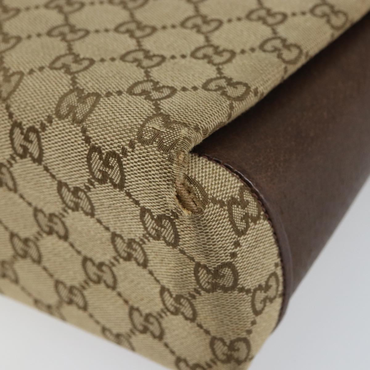 GUCCI GG Canvas Hand Bag Beige Gold Auth 152647