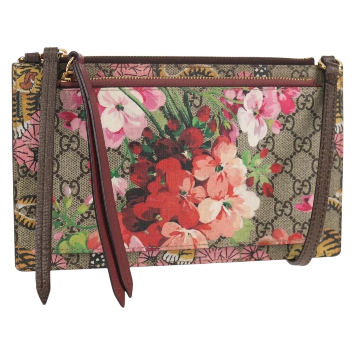 GUCCI GG Supreme Shoulder Bag PVC Beige Gold 454111 Auth 152649AM