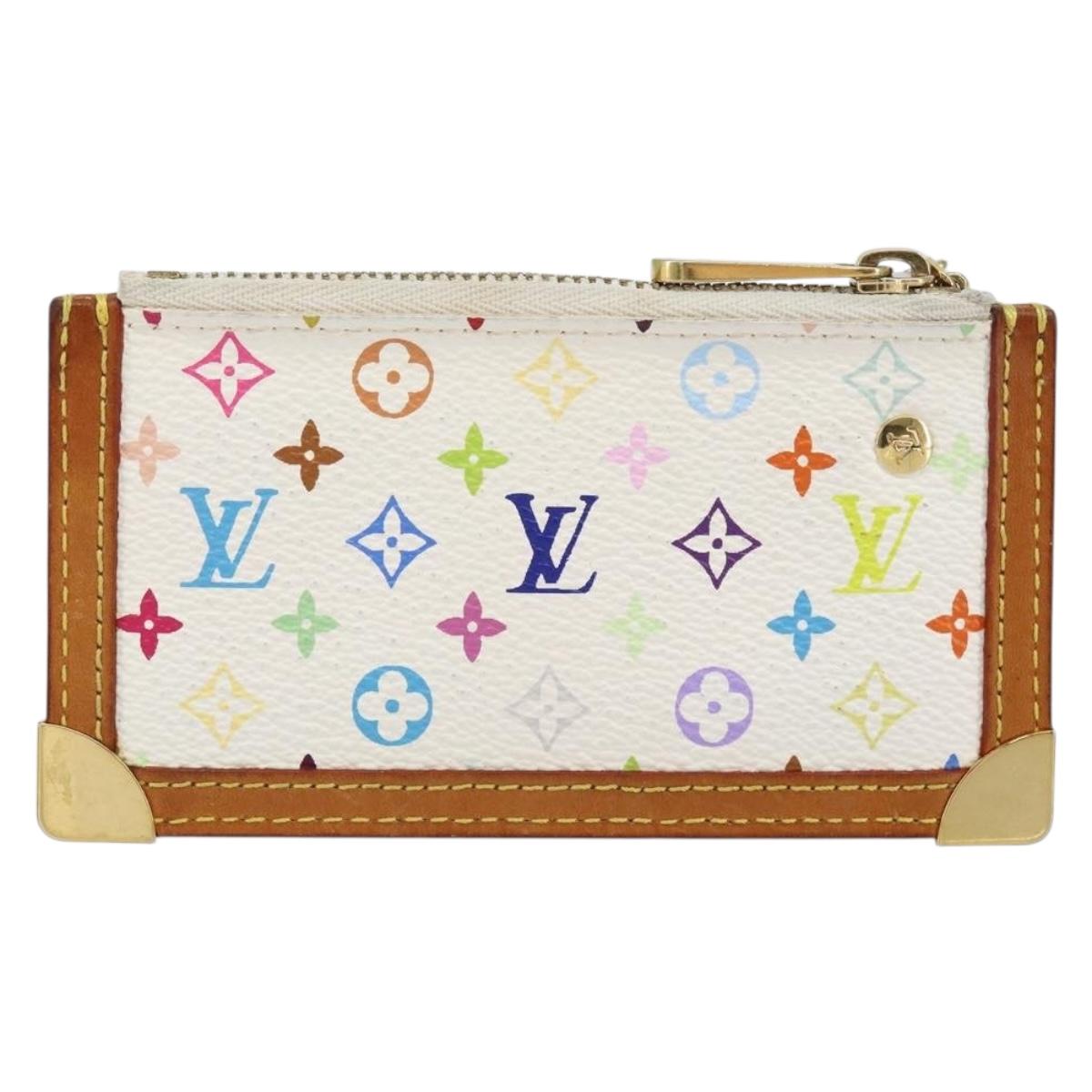 LOUIS VUITTON Monogram Multicolor Pochette Cles Purse White M92655 Auth 152662
