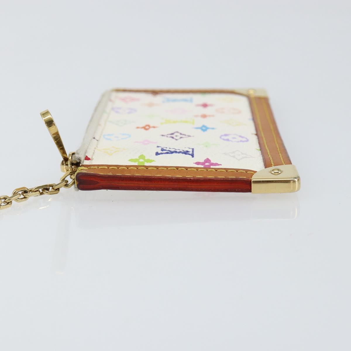 LOUIS VUITTON Monogram Multicolor Pochette Cles Purse White M92655 Auth 152662