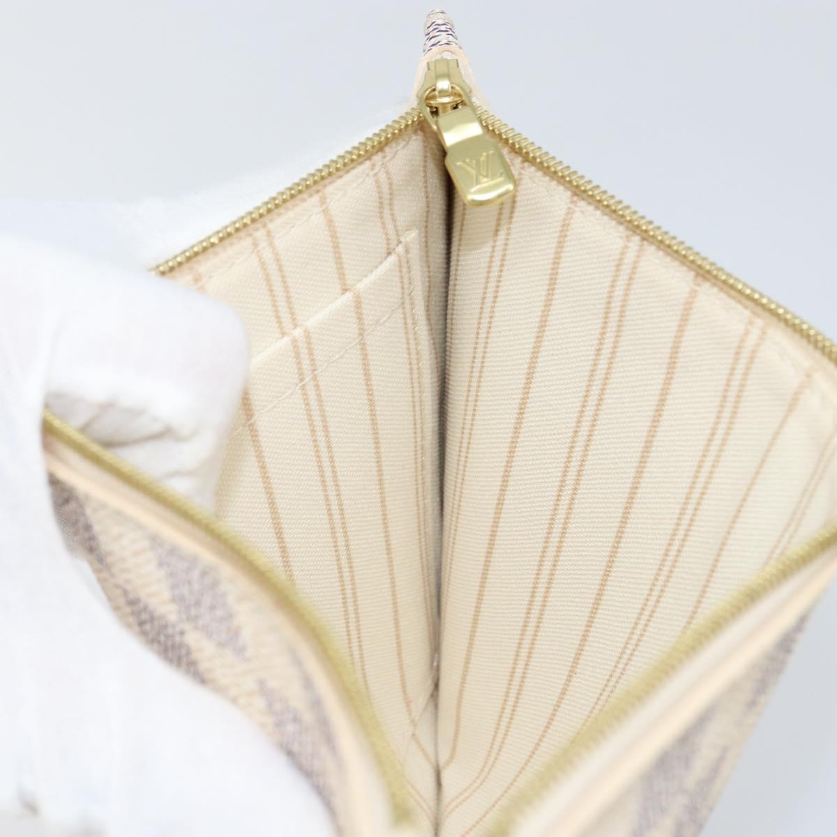 LOUIS VUITTON Damier Azur Neverfull MM Pouch LV Auth 152668