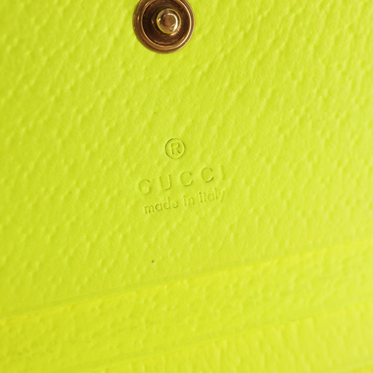 GUCCI Floral Bifold Wallet Leather Yellow 536353 Auth 152674V