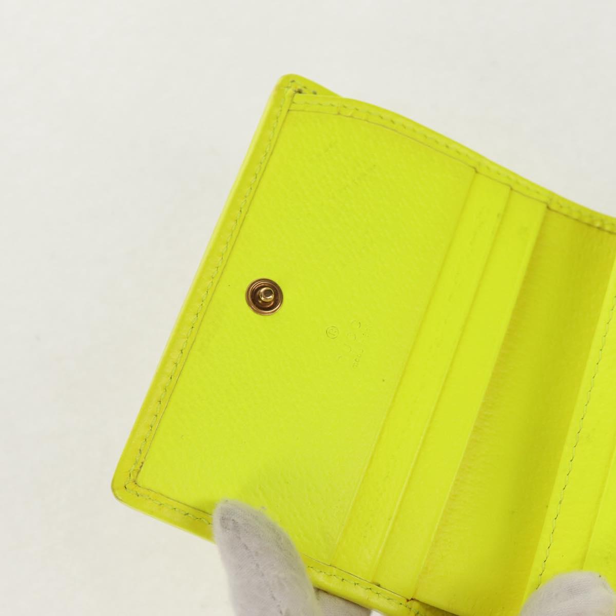 GUCCI Floral Bifold Wallet Leather Yellow 536353 Auth 152674A