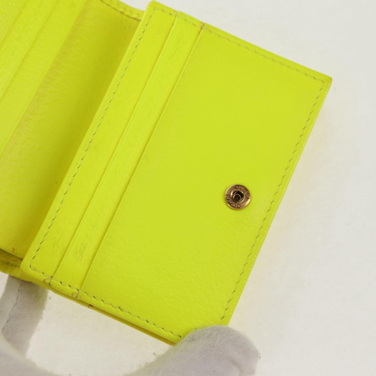 GUCCI Floral Bifold Wallet Leather Yellow 536353 Auth 152674A