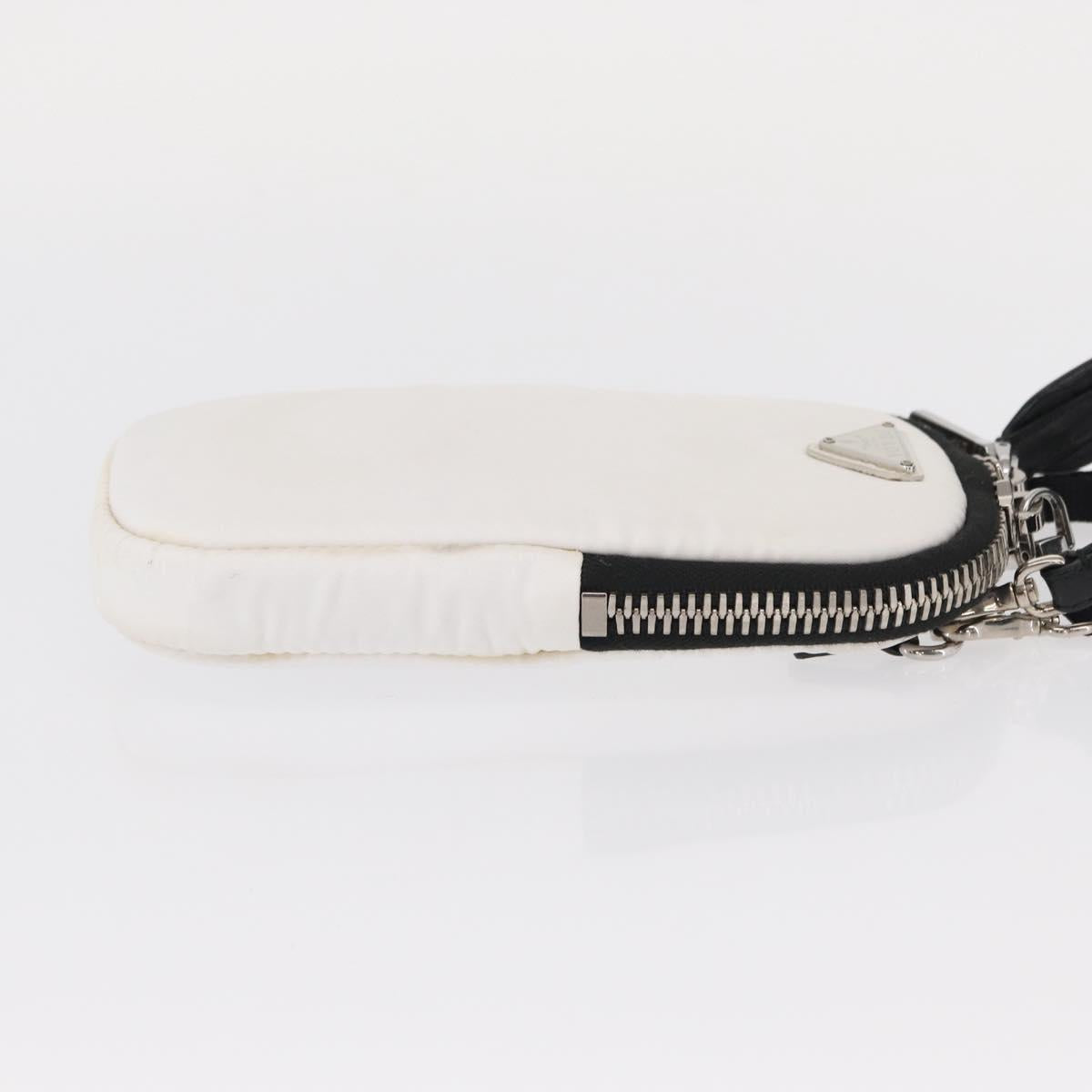 PRADA Shoulder Bag Nylon 2way White Silver Auth 152675V
