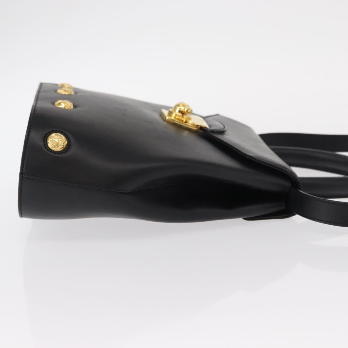 Salvatore Ferragamo Hand Bag Leather 2way Black Gold Auth 152685