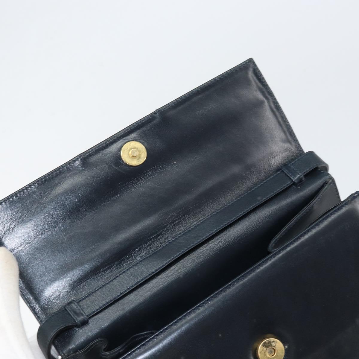 Salvatore Ferragamo Shoulder Bag Leather Black Gold Auth 152686