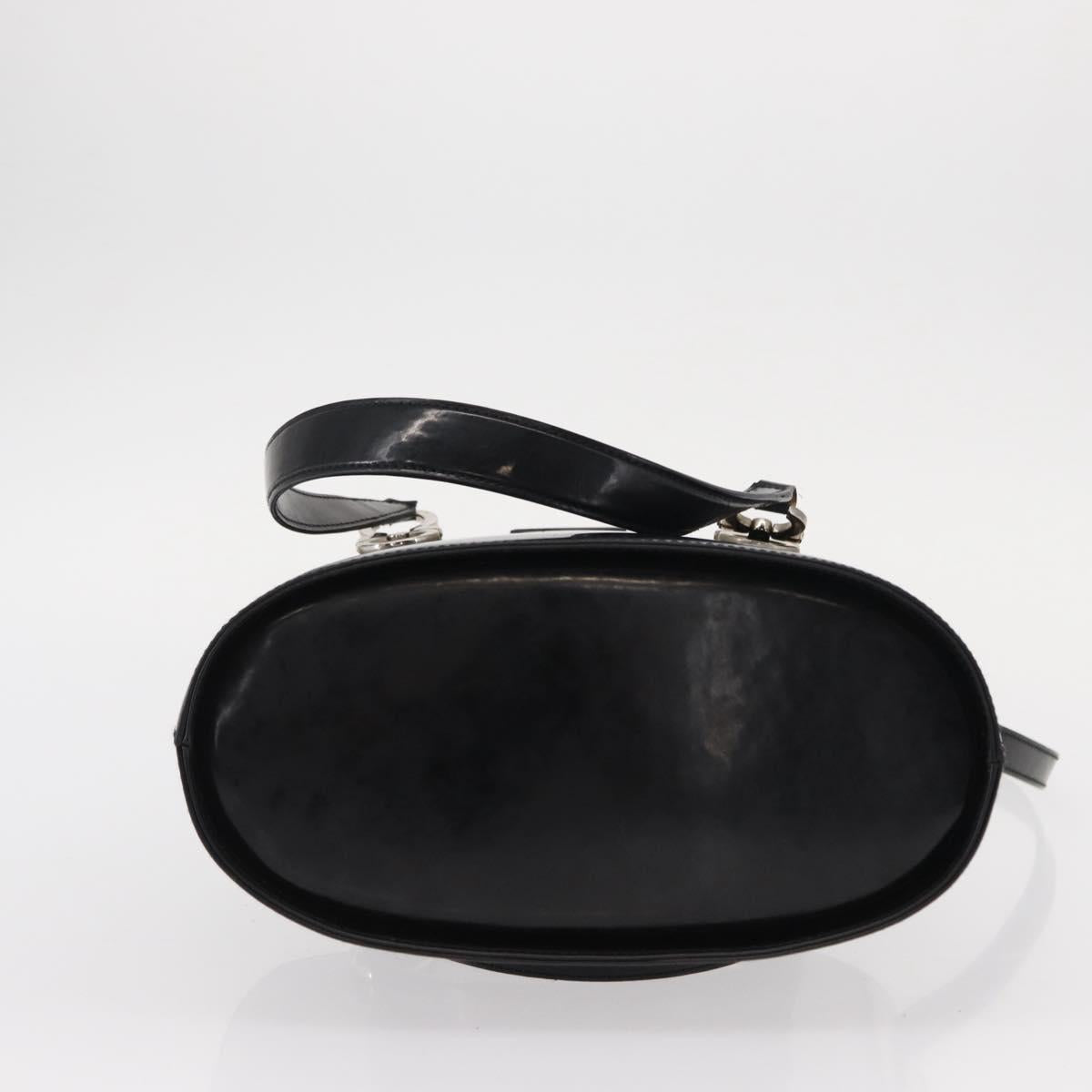 Salvatore Ferragamo Hand Bag Leather 2way Black Silver Auth 152687