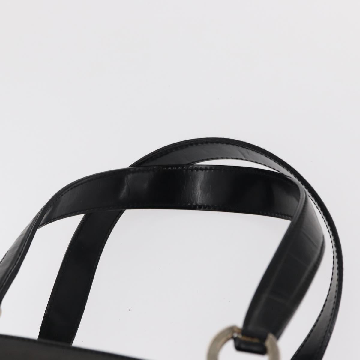 Salvatore Ferragamo Hand Bag Leather 2way Black Silver Auth 152687