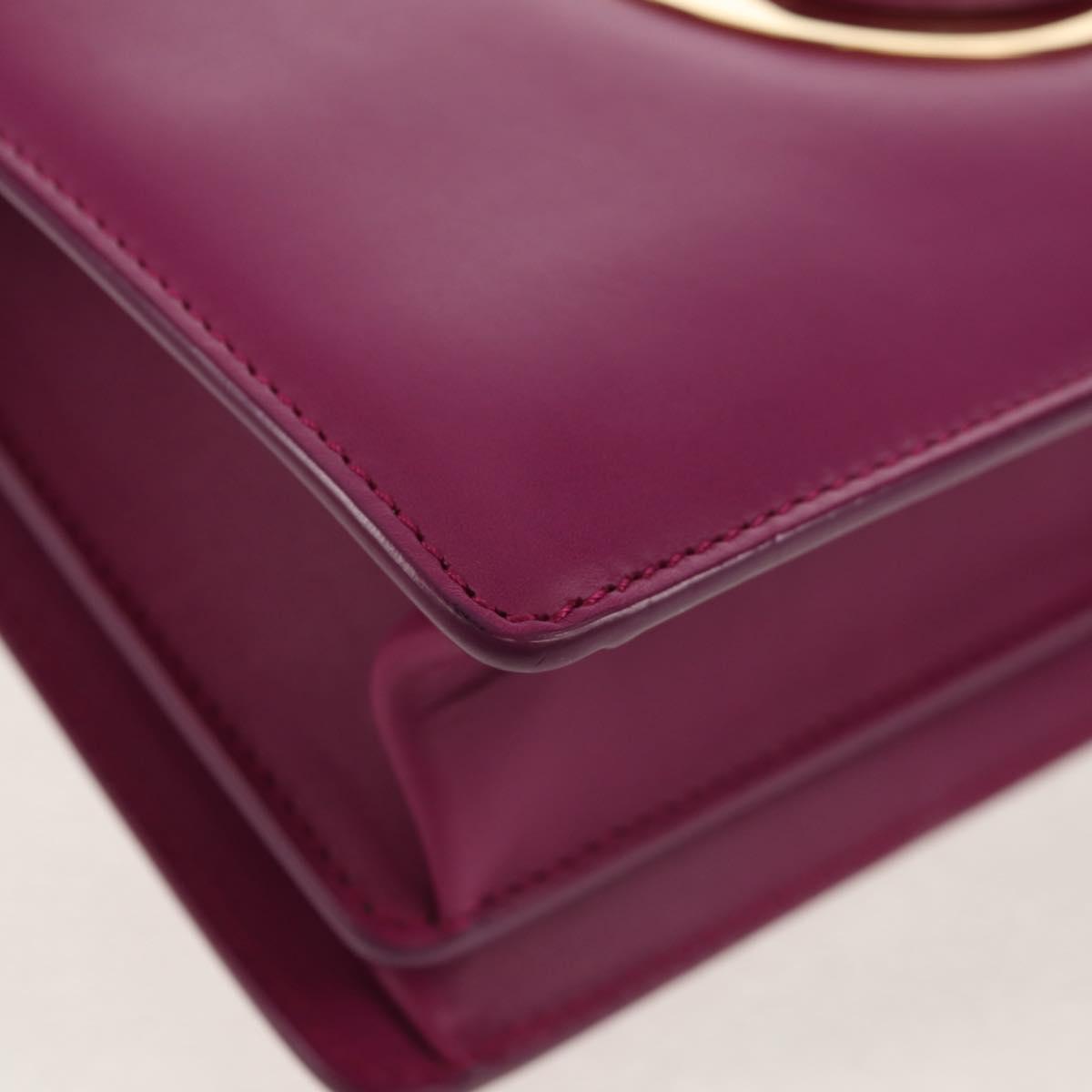 Salvatore Ferragamo Chain Shoulder Bag Leather Purple Gold Auth 152688V