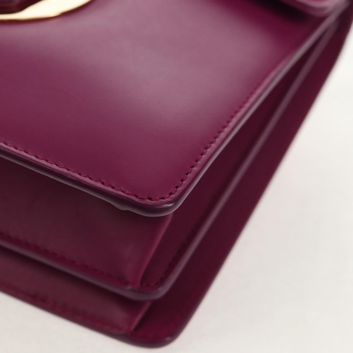 Salvatore Ferragamo Chain Shoulder Bag Leather Purple Gold Auth 152688V