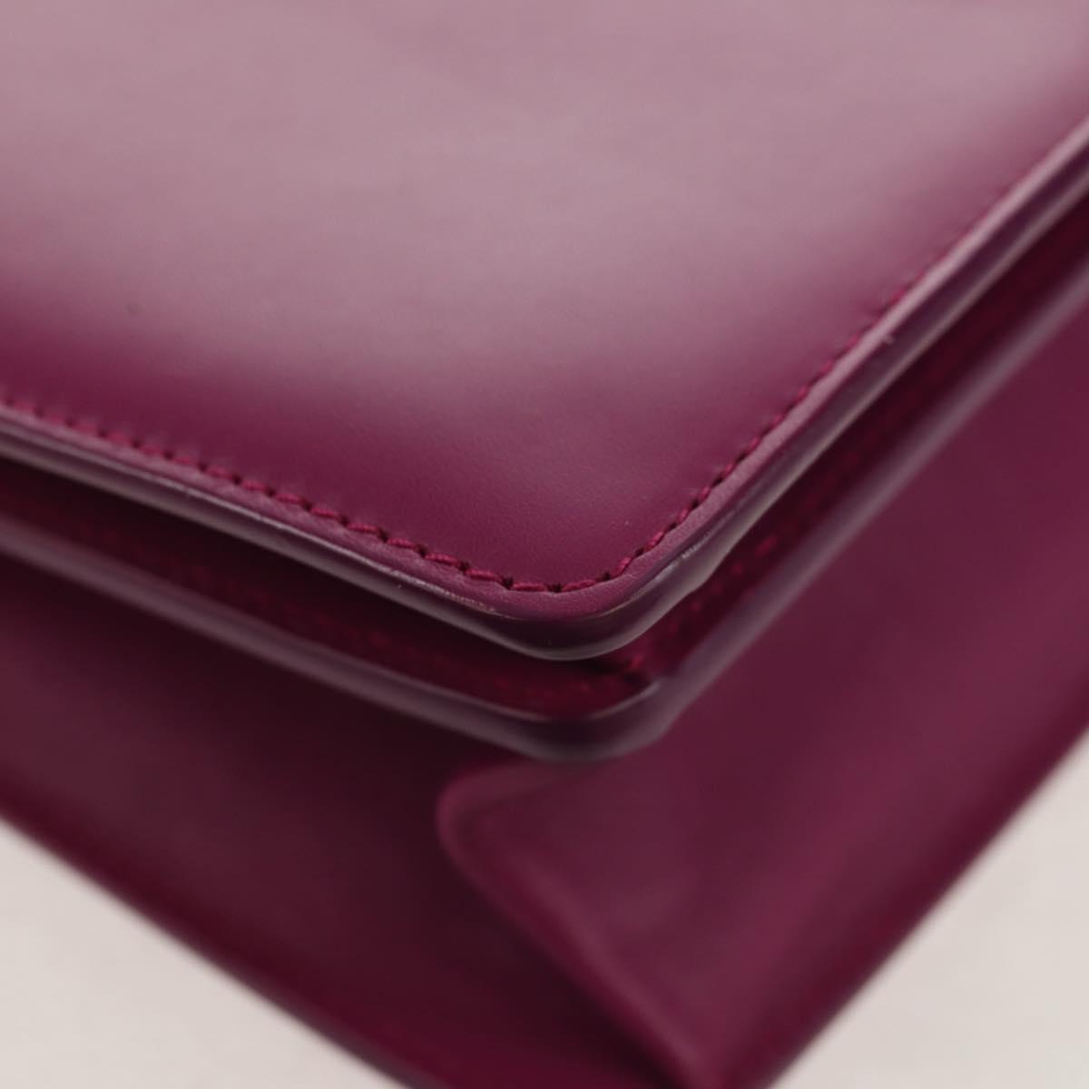 Salvatore Ferragamo Chain Shoulder Bag Leather Purple Gold Auth 152688V