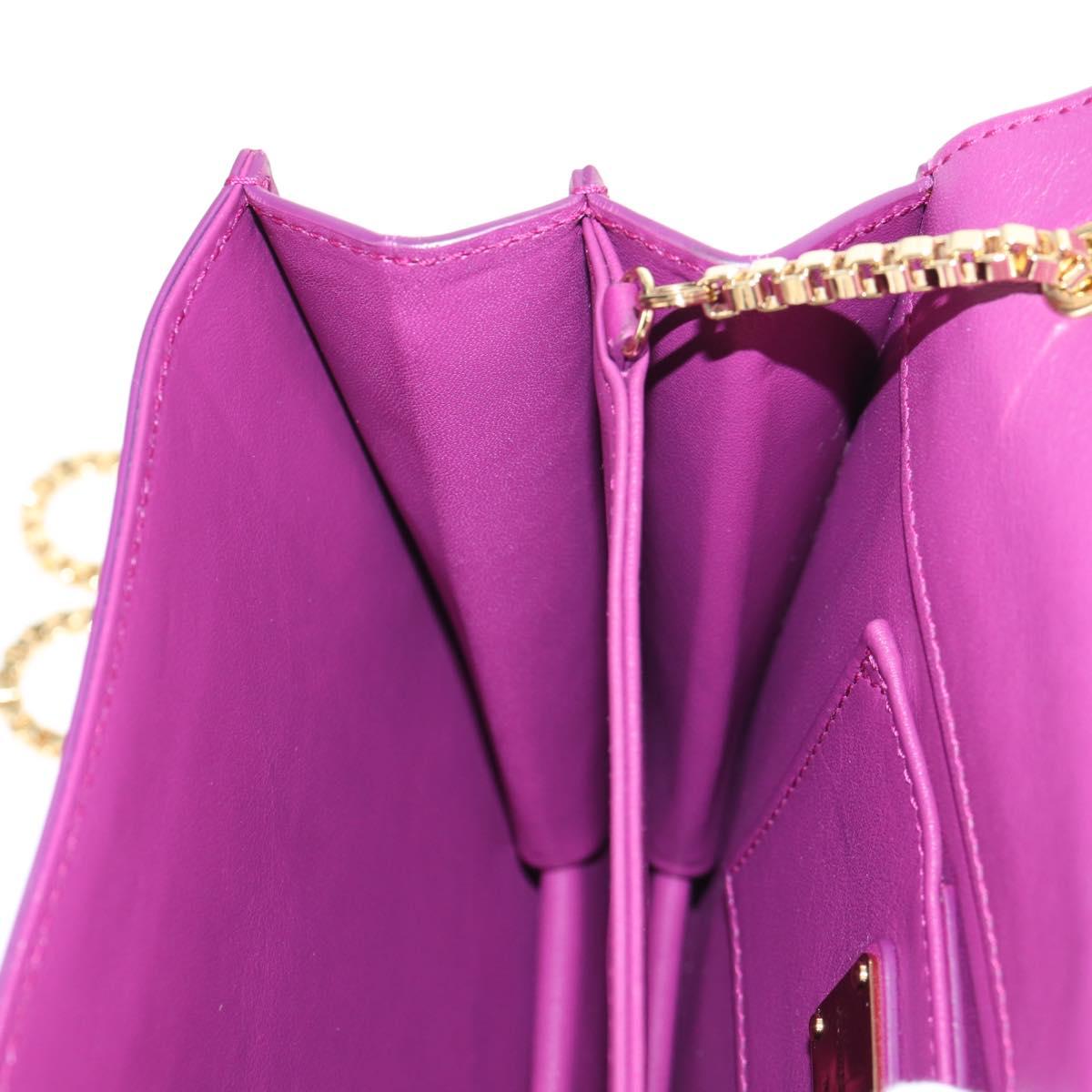 Salvatore Ferragamo Chain Shoulder Bag Leather Purple Gold Auth 152688V