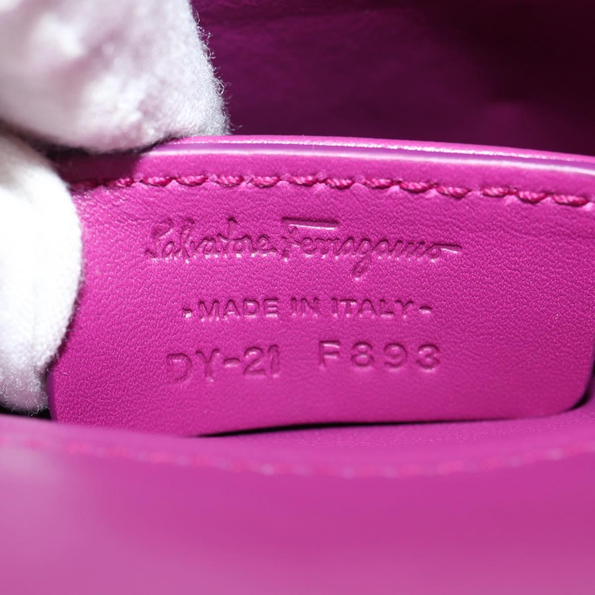 Salvatore Ferragamo Chain Shoulder Bag Leather Purple Gold Auth 152688V