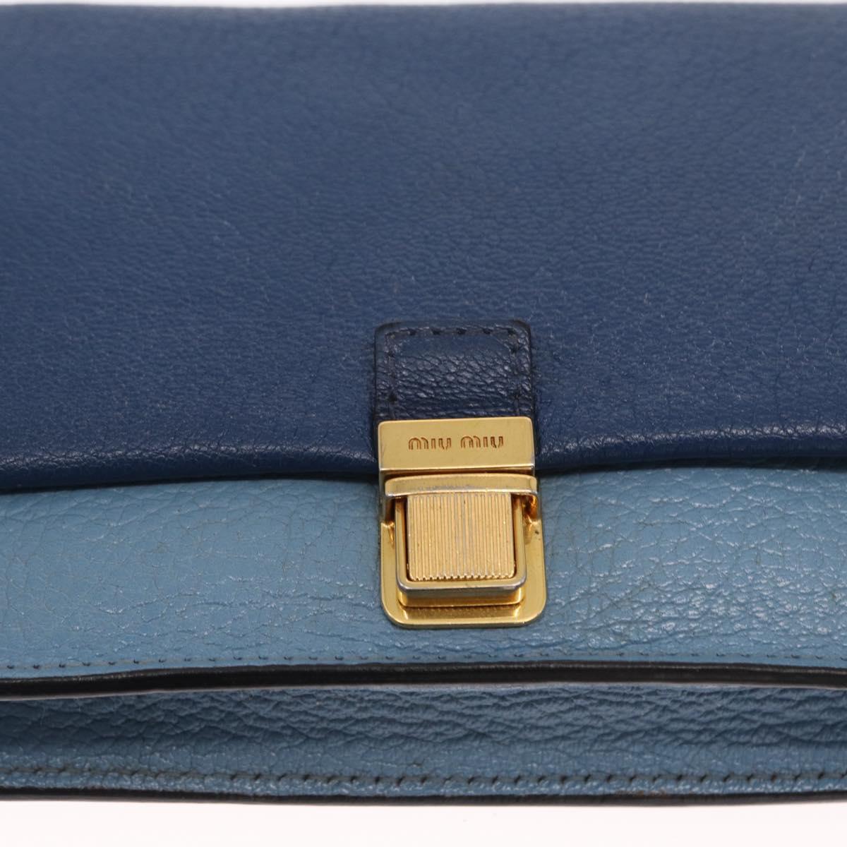 Miu Miu Shoulder Bag Leather Blue Gold Auth 152690