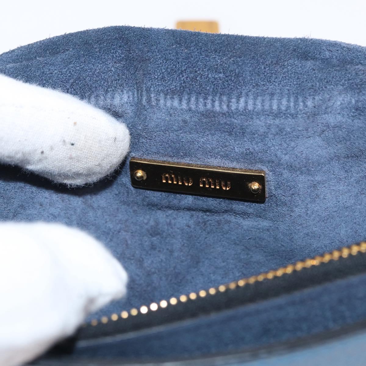 Miu Miu Shoulder Bag Leather Blue Gold Auth 152690