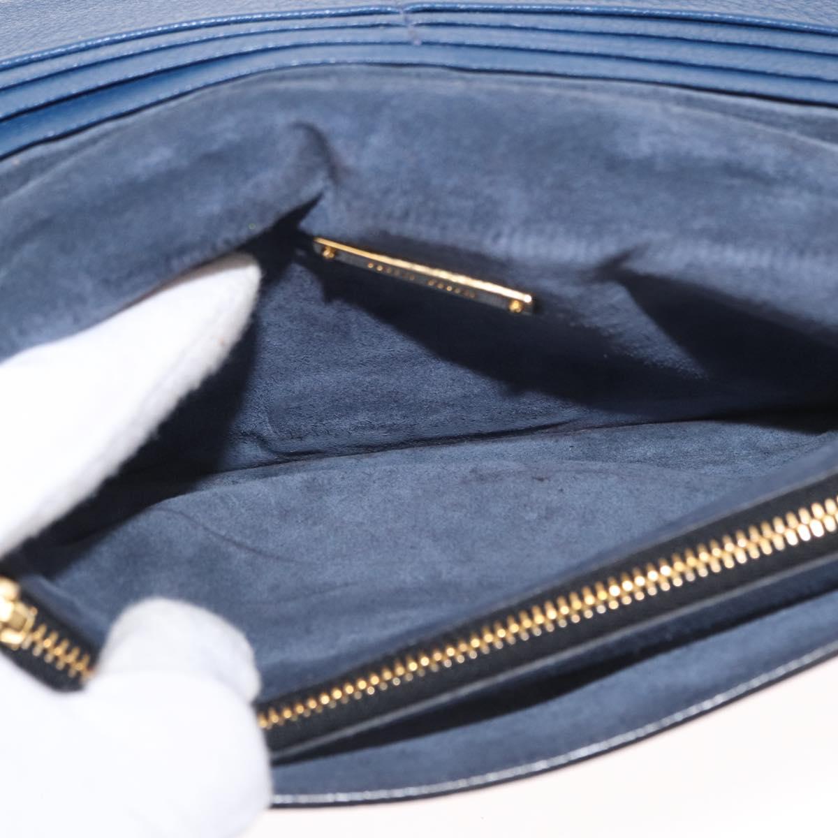 Miu Miu Shoulder Bag Leather Blue Gold Auth 152690