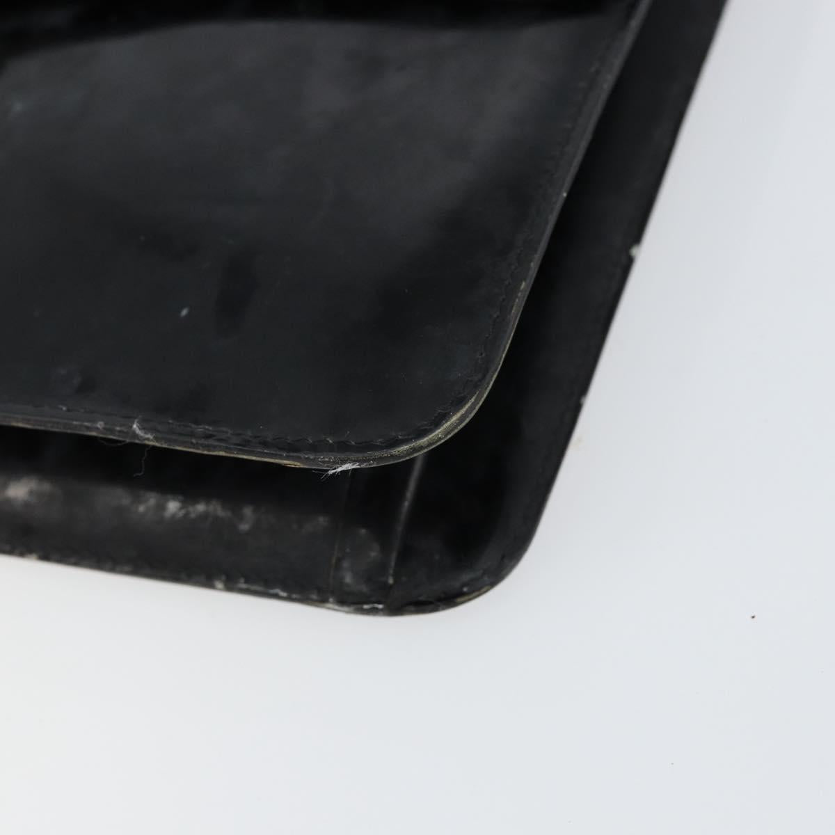 CHANEL Chain Shoulder Bag Patent leather Black Gold CC Auth 152693