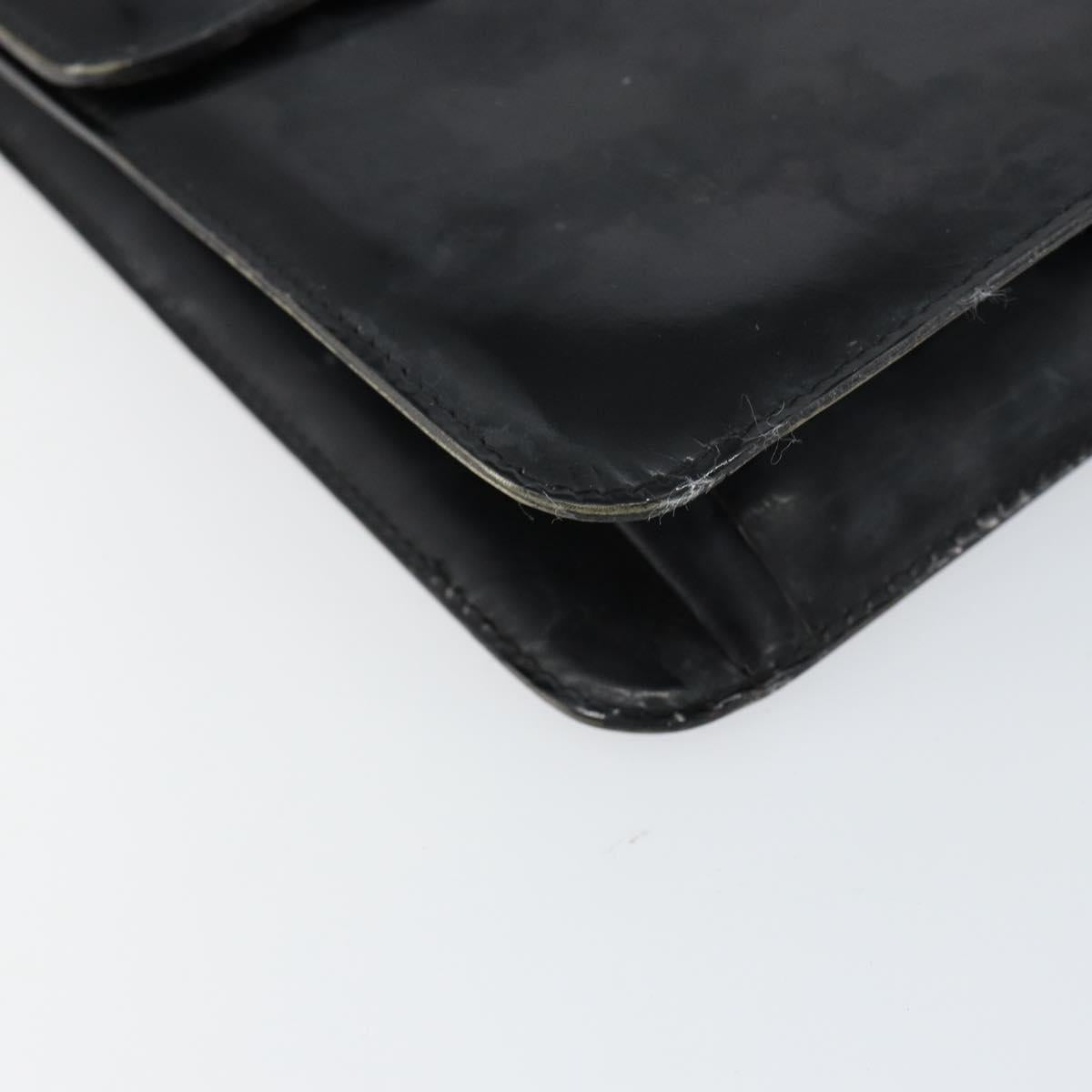 CHANEL Chain Shoulder Bag Patent leather Black Gold CC Auth 152693